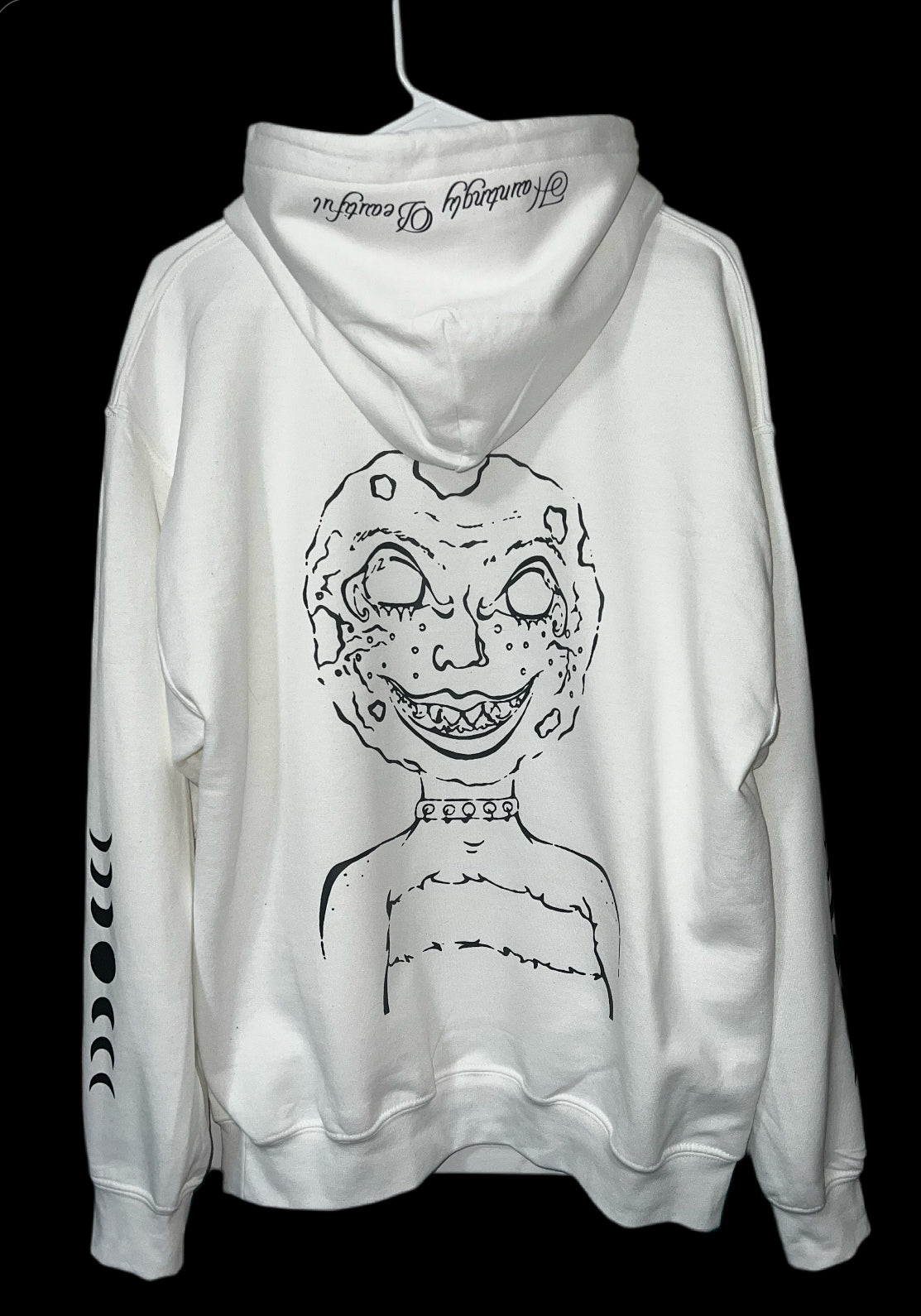 Hauntingly Beautiful Creepy Moon White Unisex Hoodie