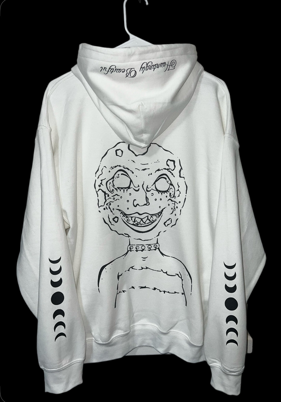 Hauntingly Beautiful Creepy Moon White Unisex Hoodie